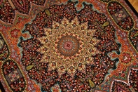 高級手織りペルシャ絨毯クムシルクの珍しいデザイン玄関マット60029