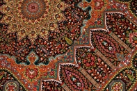 高級手織りペルシャ絨毯クムシルクの珍しいデザイン玄関マット60029