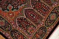 高級手織りペルシャ絨毯クムシルクの珍しいデザイン玄関マット60029