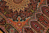 高級手織りペルシャ絨毯クムシルクの珍しいデザイン玄関マット60029