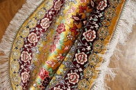 マンションサイズの玄関マット楕円形手織りペルシャ絨毯シルク60054