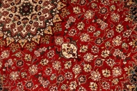 楕円形手織りペルシャ絨毯、クムシルクメダリオン60034