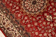 楕円形手織りペルシャ絨毯、クムシルクメダリオン60034