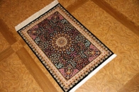 手作り玄関マットのシルクペルシャ絨毯メダリオン56008