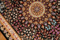 手作り玄関マットのシルクペルシャ絨毯メダリオン56008