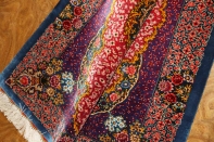 高級ペルシャ絨毯のマンション玄関マット、クムシルクピンク色60048