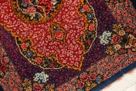 高級ペルシャ絨毯のマンション玄関マット、クムシルクピンク色60048