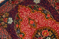 高級ペルシャ絨毯のマンション玄関マット、クムシルクピンク色60048