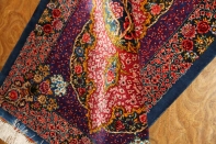 高級ペルシャ絨毯のマンション玄関マット、クムシルクピンク色60048