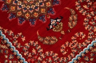 赤いペルシャ絨毯の玄関マットマンションサイズクムシルク60036