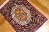 高級ペルシャ絨毯手織りシルクのマンション玄関マットクム60049