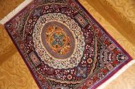 高級ペルシャ絨毯手織りシルクのマンション玄関マットクム60049