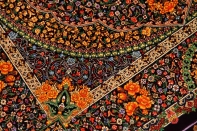 最高級手織りセンターラグ、クムシルクのペルシャ絨毯60022