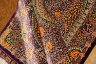 最高級手織りセンターラグ、クムシルクのペルシャ絨毯60022