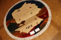 オリジナルペルシャギャッベ円形、丸のギャッベ37674