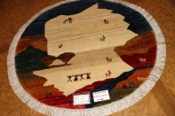 オリジナルペルシャギャッベ円形、丸のギャッベ37674