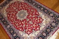 レッド手織りペルシャ絨毯ラグ50147