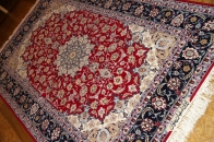 レッド手織りペルシャ絨毯ラグ50147