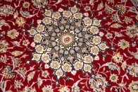 レッド手織りペルシャ絨毯ラグ50147