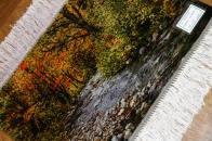 森の風景と川のピクチャー手織りタブリーズ絨毯50106