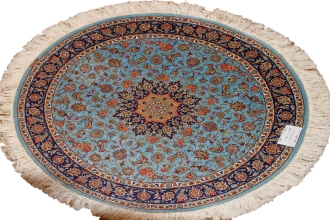 シルクの丸い形カシャーン産地手織りペルシャ絨毯2438631