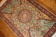 高級絹玄関絨毯のペルシャ手織りクム産50068