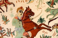 シルクのハンティングペルシャ絨毯50038