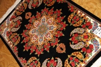 最高級クムシルクバラデザインペルシャ絨毯56048