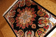 最高級クムシルクバラデザインペルシャ絨毯56048