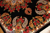 最高級クムシルクバラデザインペルシャ絨毯56048