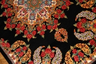 最高級クムシルクバラデザインペルシャ絨毯56048