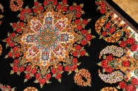 最高級クムシルクバラデザインペルシャ絨毯56048