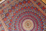 最高級手織りバラデザインシルクペルシャ絨毯クム産60051