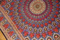 最高級手織りバラデザインシルクペルシャ絨毯クム産60051