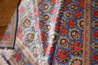 最高級手織りバラデザインシルクペルシャ絨毯クム産60051