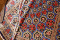 最高級手織りバラデザインシルクペルシャ絨毯クム産60051