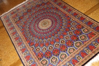 最高級手織りバラデザインシルクペルシャ絨毯クム産60051