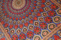 最高級手織りバラデザインシルクペルシャ絨毯クム産60051