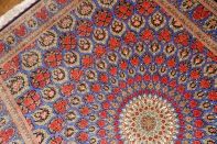 最高級手織りバラデザインシルクペルシャ絨毯クム産60051