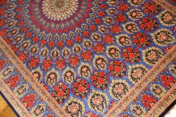 最高級手織りバラデザインシルクペルシャ絨毯クム産60051