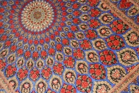 最高級手織りバラデザインシルクペルシャ絨毯クム産60051