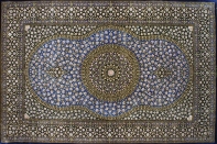 高級手織りペルシャ絨毯センターラグ、クムシルク60052