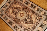 緑色のペルシャ絨毯玄関マットシルク50064