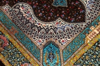 シルクのペルシャラグ高品質手織りイラン製絨毯60008