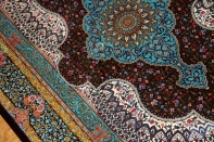 シルクのペルシャラグ高品質手織りイラン製絨毯60008