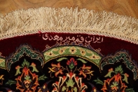 丸いシルクの手織りペルシャ絨毯クム赤い色34647