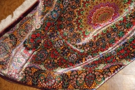 abbasi有名工房高級クムシルクペルシャ絨毯バラ模様60017