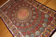 abbasi有名工房高級クムシルクペルシャ絨毯バラ模様60017