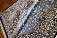 手織り高級シルクラグ伝統的なメダリオンブルー60018