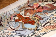 ミニペルシャ絨毯シルクハンティングデザイン50003